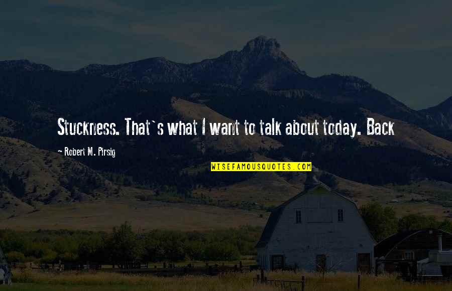 Aulerich Quotes By Robert M. Pirsig: Stuckness. That's what I want to talk about