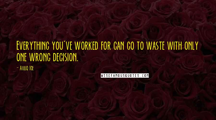 Auliq Ice quotes: Everything you've worked for can go to waste with only one wrong decision.