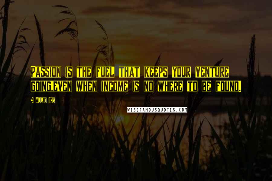 Auliq Ice quotes: Passion is the fuel that keeps your venture going,even when income is no where to be found.