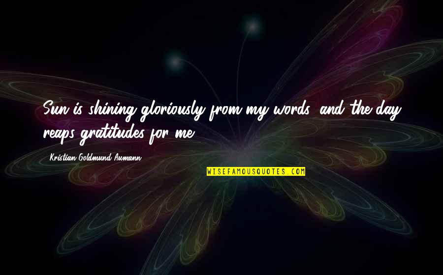 Aumann Quotes By Kristian Goldmund Aumann: Sun is shining gloriously from my words; and