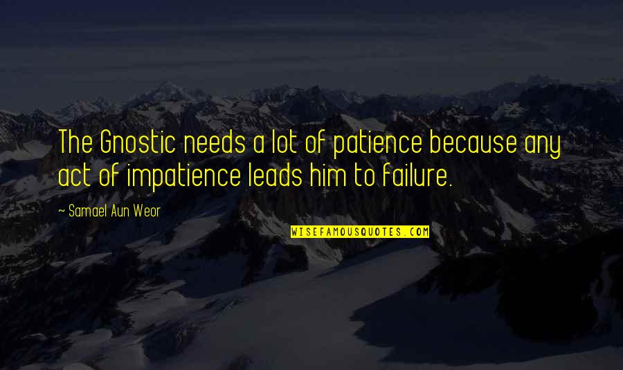 Aun Quotes By Samael Aun Weor: The Gnostic needs a lot of patience because Aun Quotes By Samael Aun Weor: The Gnostic needs a lot of patience because
