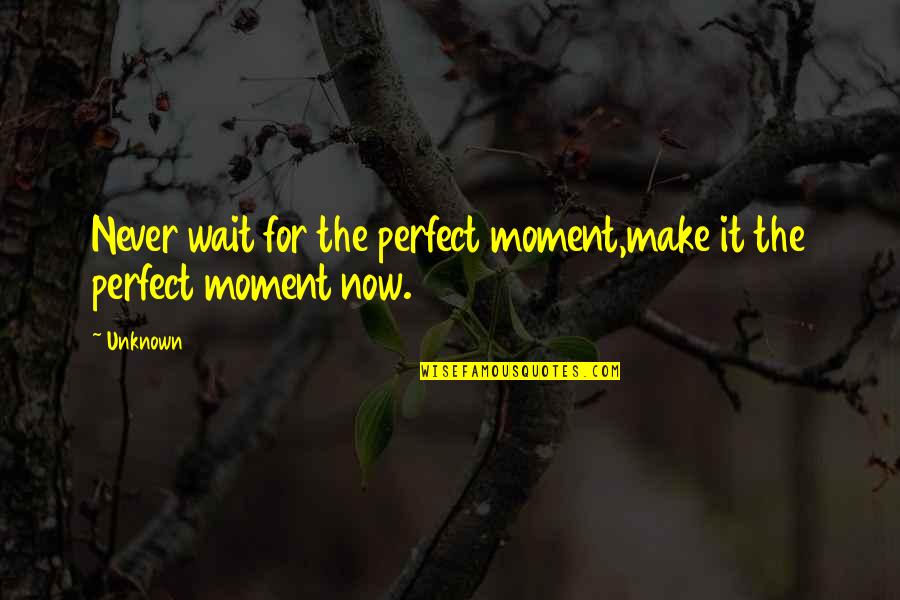 Aundra Wallace Quotes By Unknown: Never wait for the perfect moment,make it the