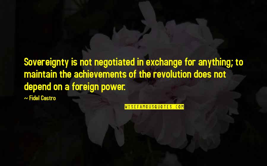 Aunt Bea Quotes By Fidel Castro: Sovereignty is not negotiated in exchange for anything;
