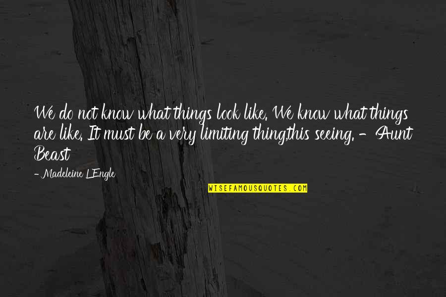 Aunt Beast Quotes By Madeleine L'Engle: We do not know what things look like.