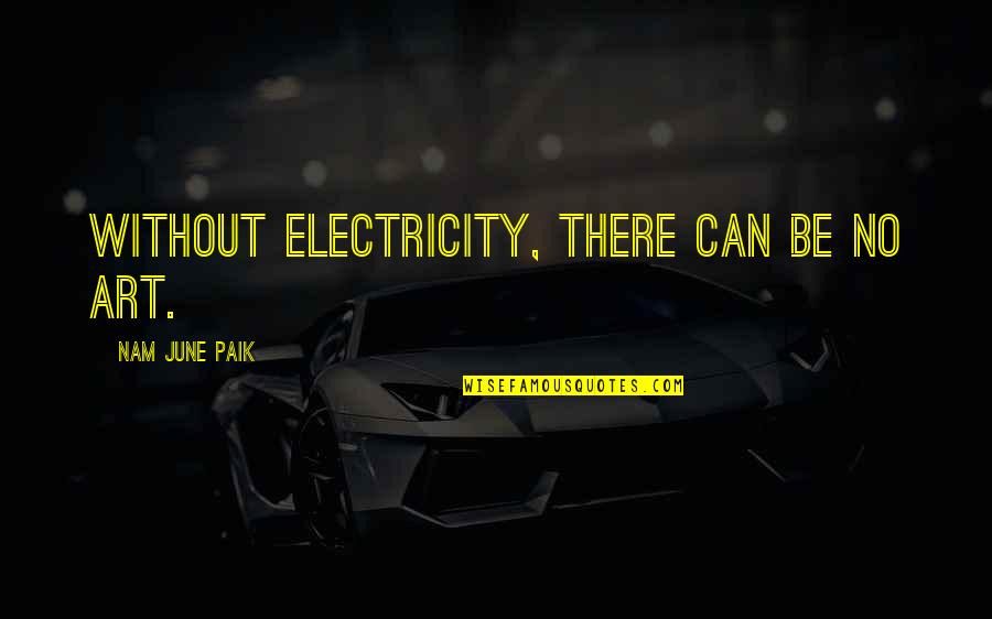 Aunt Nephew Relationship Quotes By Nam June Paik: Without electricity, there can be no art.