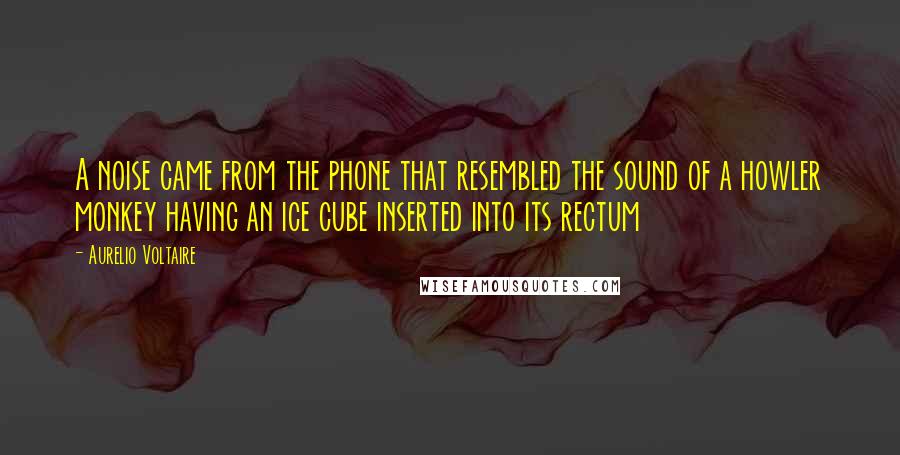 Aurelio Voltaire quotes: A noise came from the phone that resembled the sound of a howler monkey having an ice cube inserted into its rectum