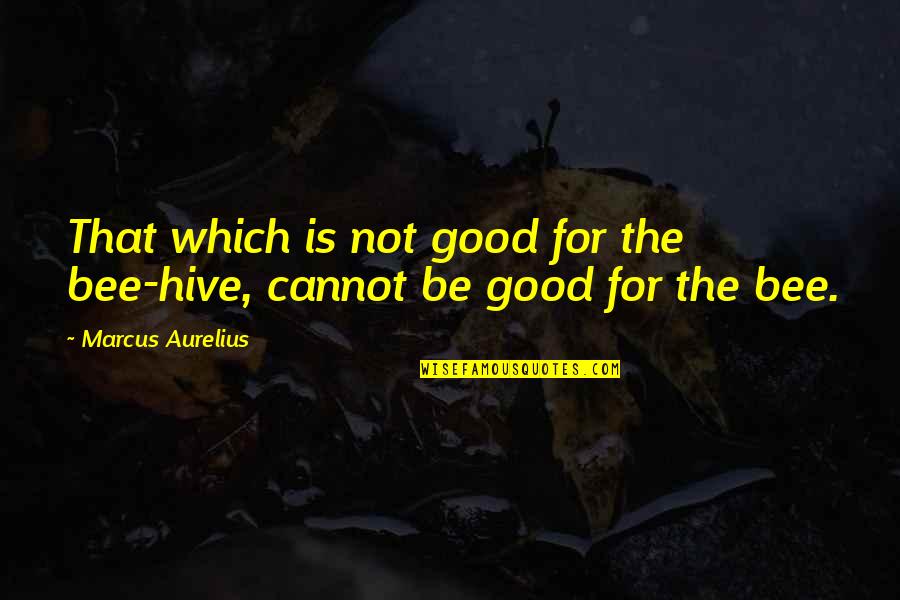 Aurelius Marcus Quotes By Marcus Aurelius: That which is not good for the bee-hive,