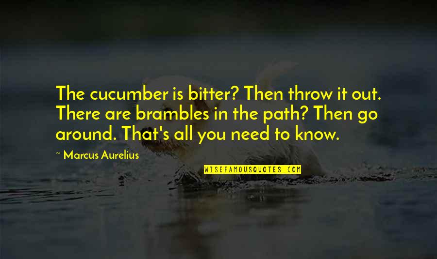 Aurelius Marcus Quotes By Marcus Aurelius: The cucumber is bitter? Then throw it out.