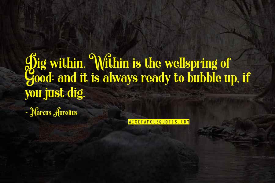Aurelius Quotes By Marcus Aurelius: Dig within. Within is the wellspring of Good;