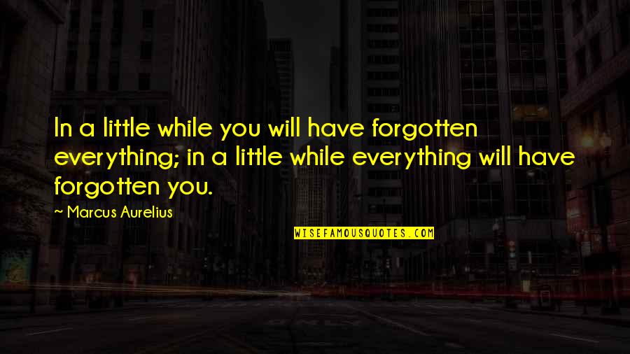 Aurelius Quotes By Marcus Aurelius: In a little while you will have forgotten