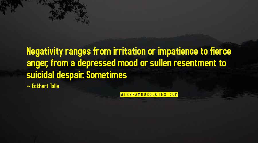 Aureolus Quotes By Eckhart Tolle: Negativity ranges from irritation or impatience to fierce