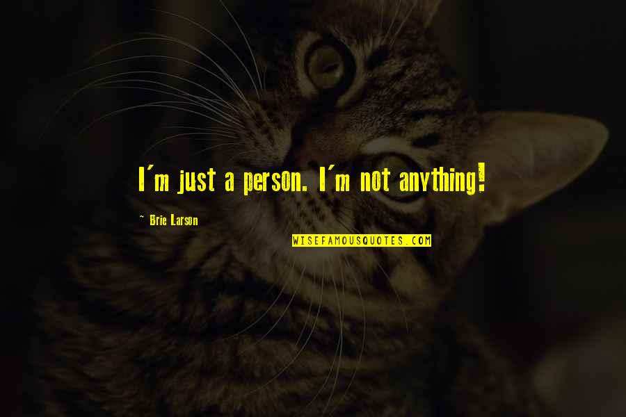 Aurignacien Quotes By Brie Larson: I'm just a person. I'm not anything!