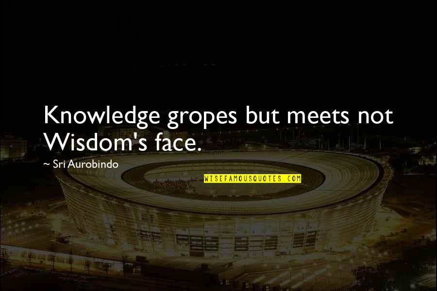 Aurobindo Quotes By Sri Aurobindo: Knowledge gropes but meets not Wisdom's face.