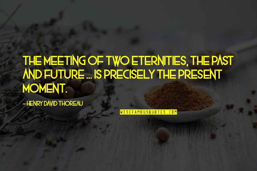 Auromere Products Quotes By Henry David Thoreau: The meeting of two eternities, the past and Auromere Products Quotes By Henry David Thoreau: The meeting of two eternities, the past and