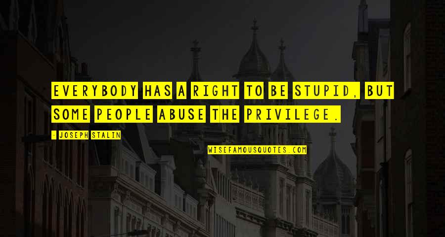 Aurore Aleman Quotes By Joseph Stalin: Everybody has a right to be stupid, but