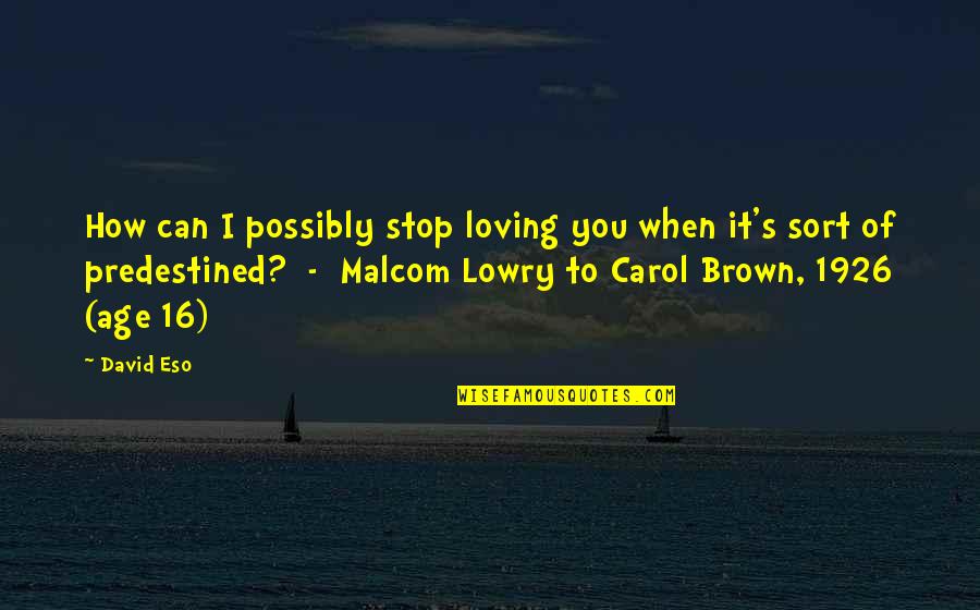 Auspices Pronunciation Quotes By David Eso: How can I possibly stop loving you when