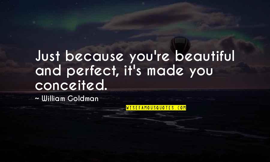 Aussagen Synonym Quotes By William Goldman: Just because you're beautiful and perfect, it's made Aussagen Synonym Quotes By William Goldman: Just because you're beautiful and perfect, it's made