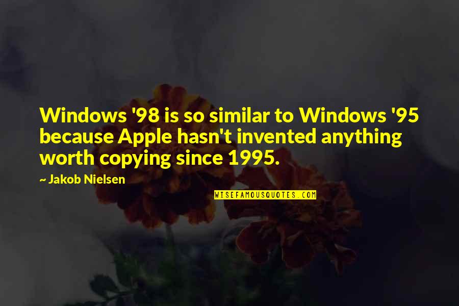 Aussie Christmas Quotes By Jakob Nielsen: Windows '98 is so similar to Windows '95