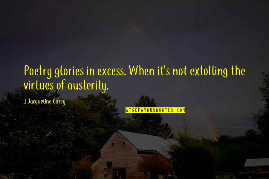 Austerity Quotes By Jacqueline Carey: Poetry glories in excess. When it's not extolling