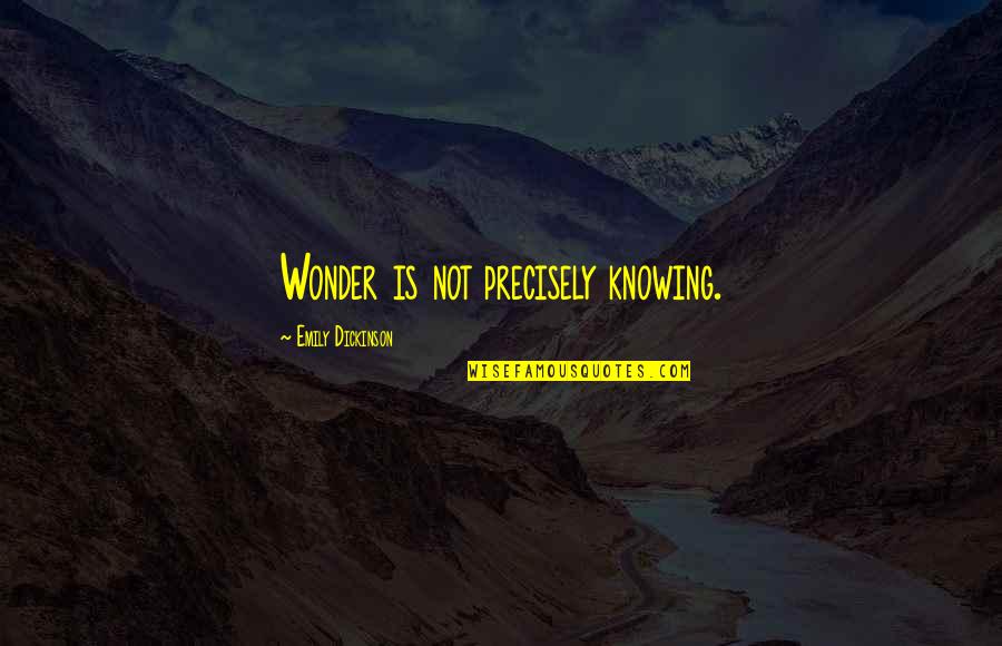 Australian People Quotes By Emily Dickinson: Wonder is not precisely knowing.