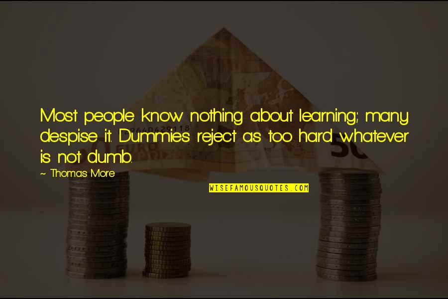 Australian Vietnam Veterans Quotes By Thomas More: Most people know nothing about learning; many despise