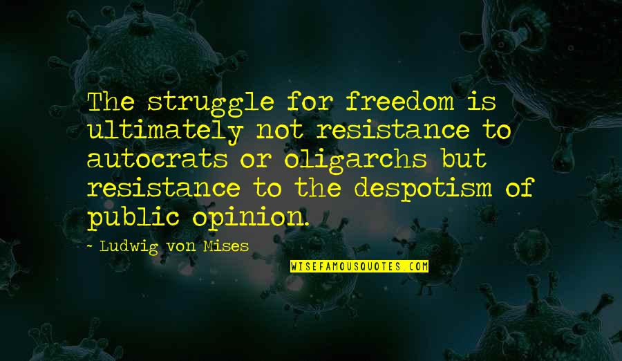 Austrian Economics Quotes By Ludwig Von Mises: The struggle for freedom is ultimately not resistance