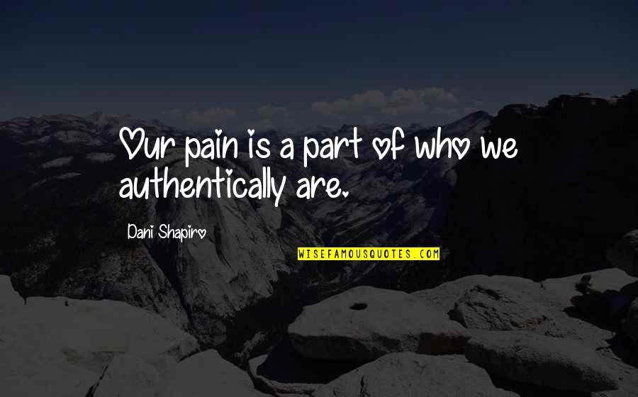 Authentically Quotes By Dani Shapiro: Our pain is a part of who we
