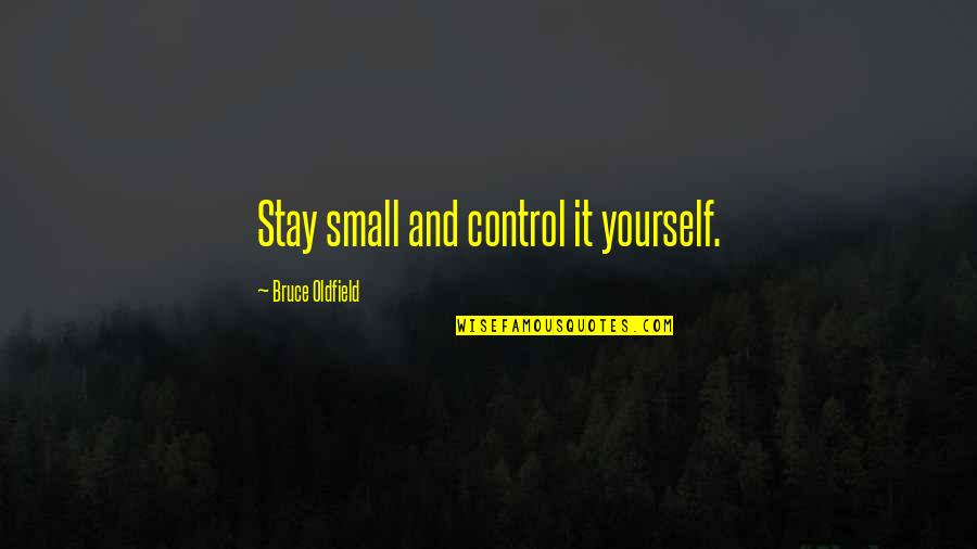 Authoring A Book Quotes By Bruce Oldfield: Stay small and control it yourself.