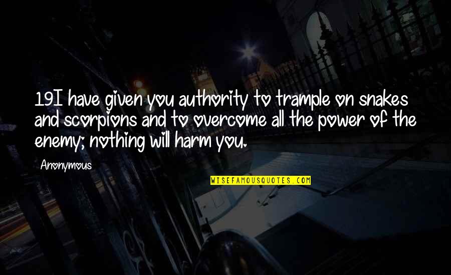 Authority And Power Quotes By Anonymous: 19I have given you authority to trample on