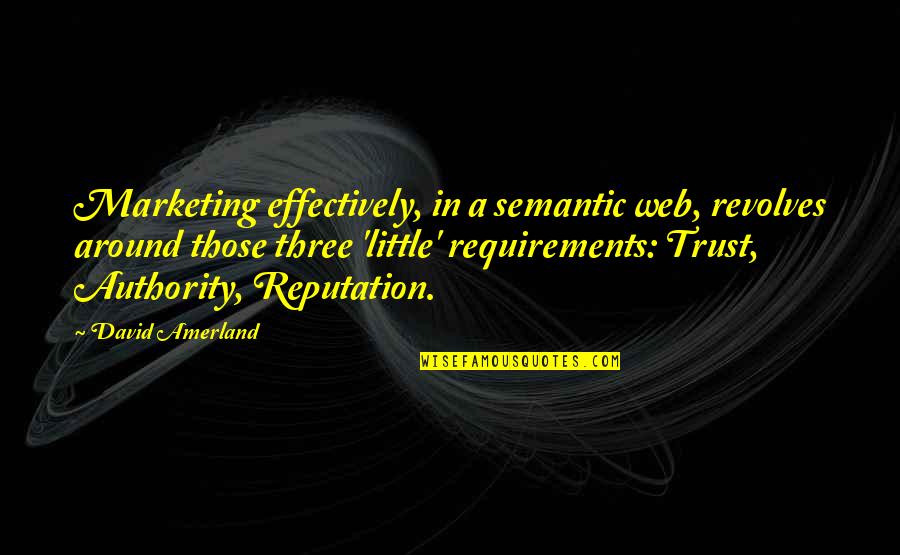 Authority Reputation Quotes By David Amerland: Marketing effectively, in a semantic web, revolves around