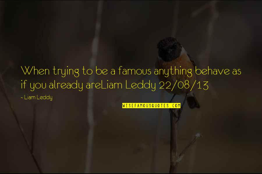 Authors Famous Quotes By Liam Leddy: When trying to be a famous anything behave