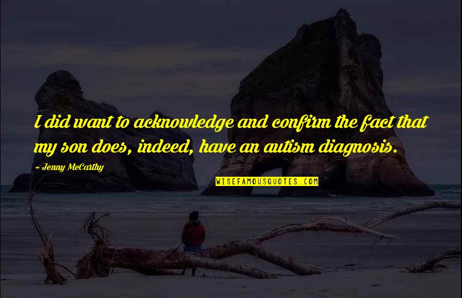 Autism Diagnosis Quotes By Jenny McCarthy: I did want to acknowledge and confirm the