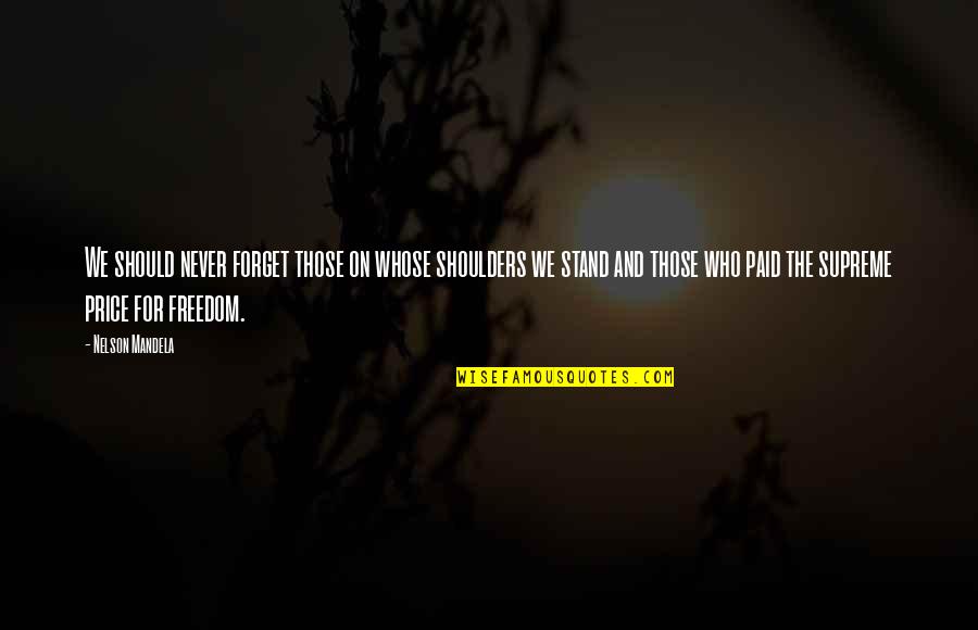 Auto Accident Pain And Suffering Quotes By Nelson Mandela: We should never forget those on whose shoulders Auto Accident Pain And Suffering Quotes By Nelson Mandela: We should never forget those on whose shoulders