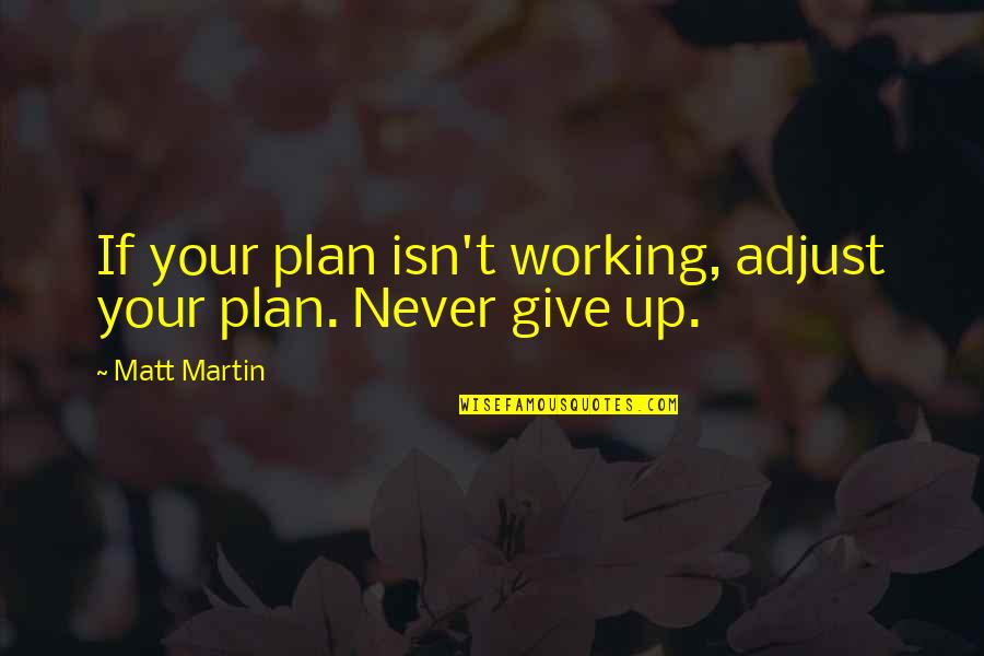 Autobiograf A Definicion Quotes By Matt Martin: If your plan isn't working, adjust your plan.