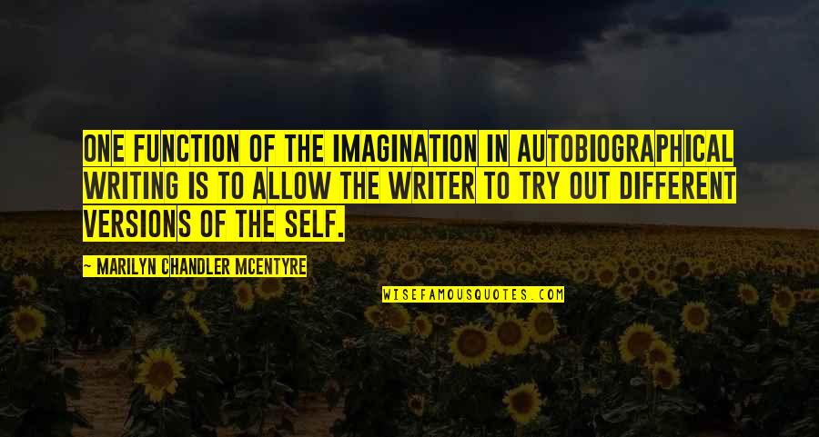 Autobiographical Quotes By Marilyn Chandler McEntyre: One function of the imagination in autobiographical writing