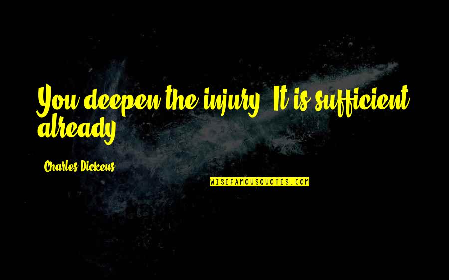 Autologous Quotes By Charles Dickens: You deepen the injury. It is sufficient already. Autologous Quotes By Charles Dickens: You deepen the injury. It is sufficient already.