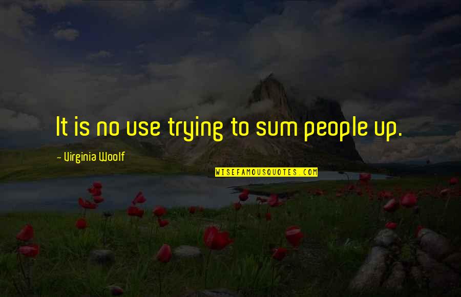 Automatisme Beninca Quotes By Virginia Woolf: It is no use trying to sum people