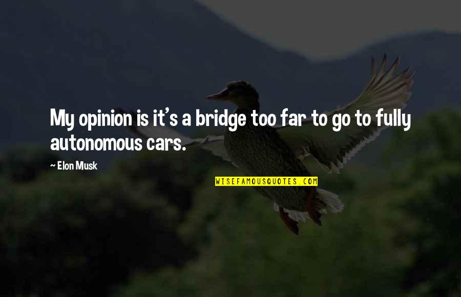 Autonomous Quotes By Elon Musk: My opinion is it's a bridge too far