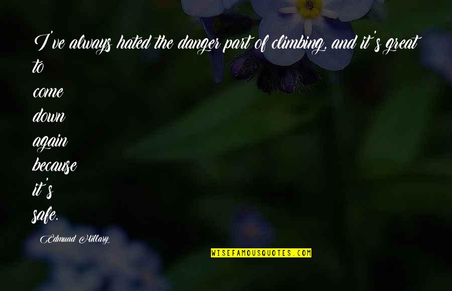 Autonymie Quotes By Edmund Hillary: I've always hated the danger part of climbing,
