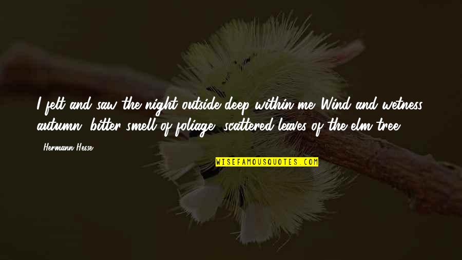 Autumn And Leaves Quotes By Hermann Hesse: I felt and saw the night outside deep