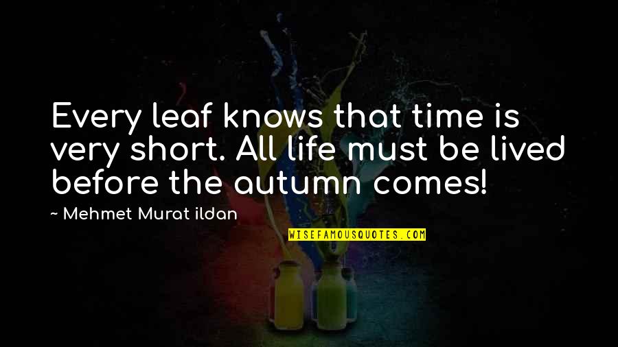 Autumn And Life Quotes By Mehmet Murat Ildan: Every leaf knows that time is very short. Autumn And Life Quotes By Mehmet Murat Ildan: Every leaf knows that time is very short.