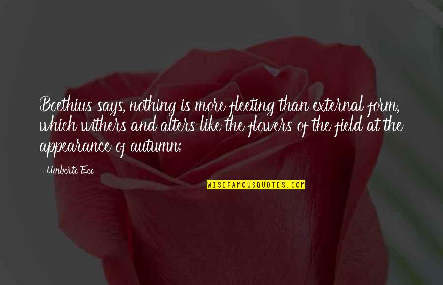 Autumn And Quotes By Umberto Eco: Boethius says, nothing is more fleeting than external