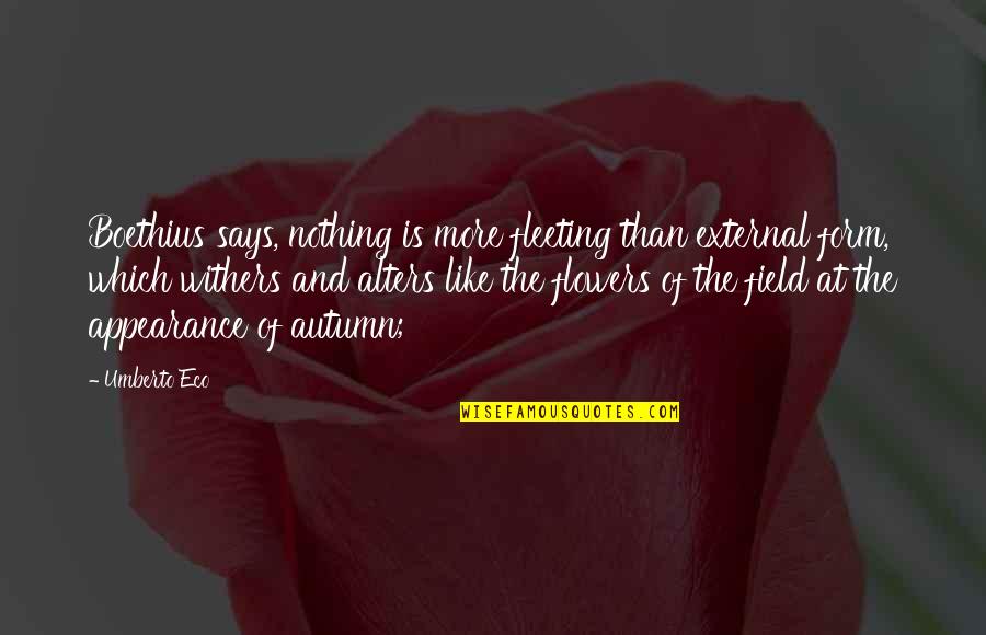 Autumn Flowers Quotes By Umberto Eco: Boethius says, nothing is more fleeting than external