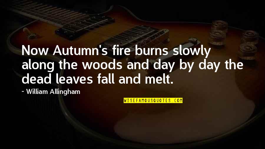 Autumn Leaves Quotes By William Allingham: Now Autumn's fire burns slowly along the woods