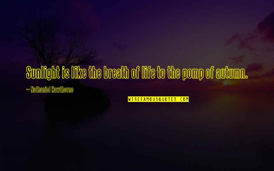 Autumn Of My Life Quotes By Nathaniel Hawthorne: Sunlight is like the breath of life to Autumn Of My Life Quotes By Nathaniel Hawthorne: Sunlight is like the breath of life to