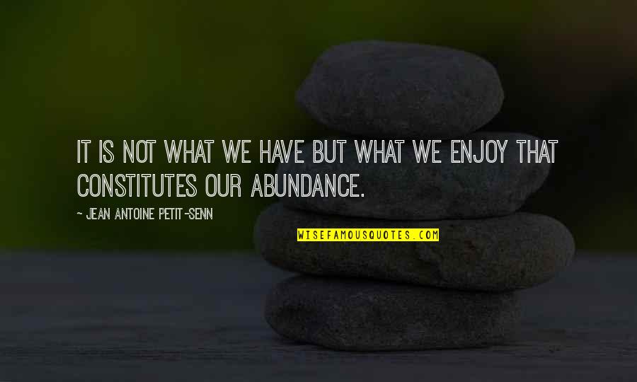 Avada Quotes By Jean Antoine Petit-Senn: It is not what we have but what