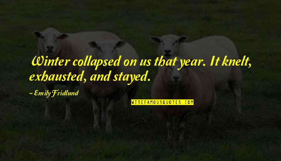 Avadata Quotes By Emily Fridlund: Winter collapsed on us that year. It knelt,