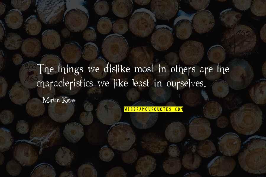 Avalancha De Nieve Quotes By Marian Keyes: The things we dislike most in others are