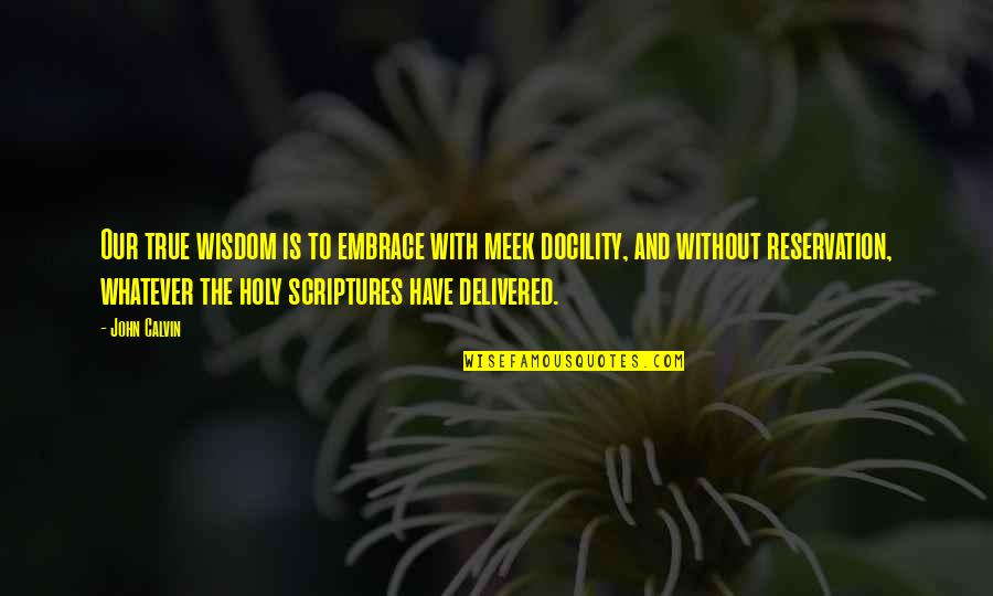 Avalents Quotes By John Calvin: Our true wisdom is to embrace with meek