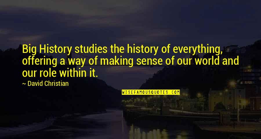 Avalon 1990 Quotes By David Christian: Big History studies the history of everything, offering